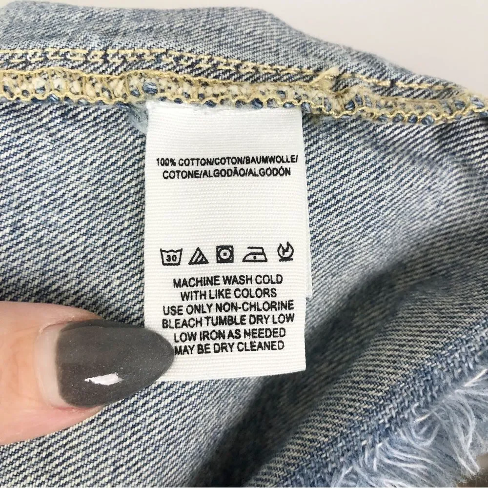 FREE PEOPLE | WE THE FREE Denim Fray Hem Jean Mini Skirt Women’s Size 29 (8)